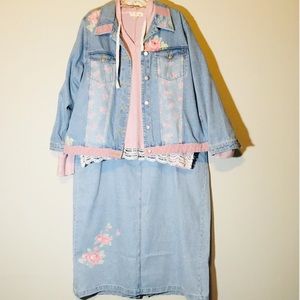 plus size denim skirt and jacket set